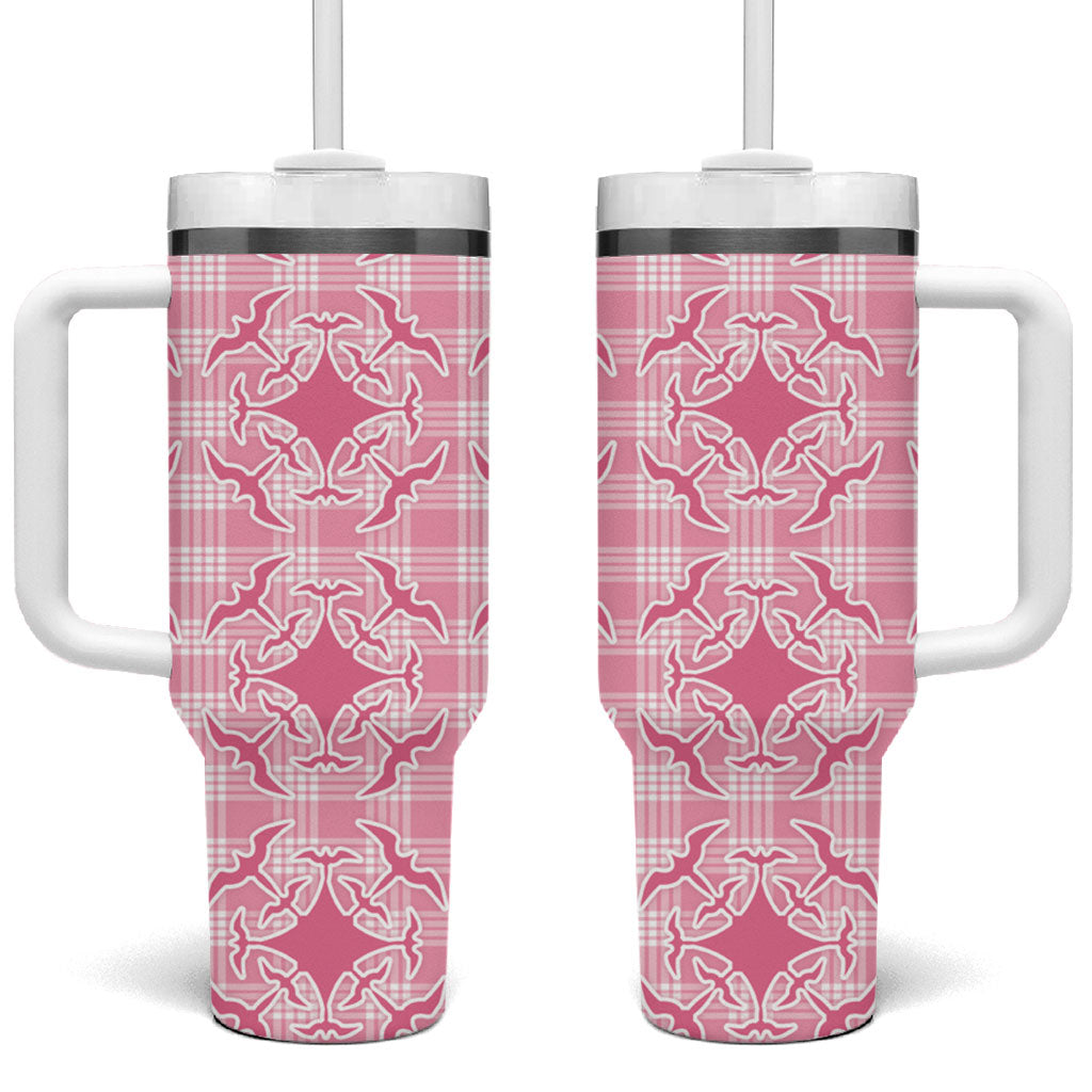 Alaka Hawaii Iwa Bird Palaka Motifs Tumbler With Handle LT14 One Size: 40 oz Pink - Polynesian Pride