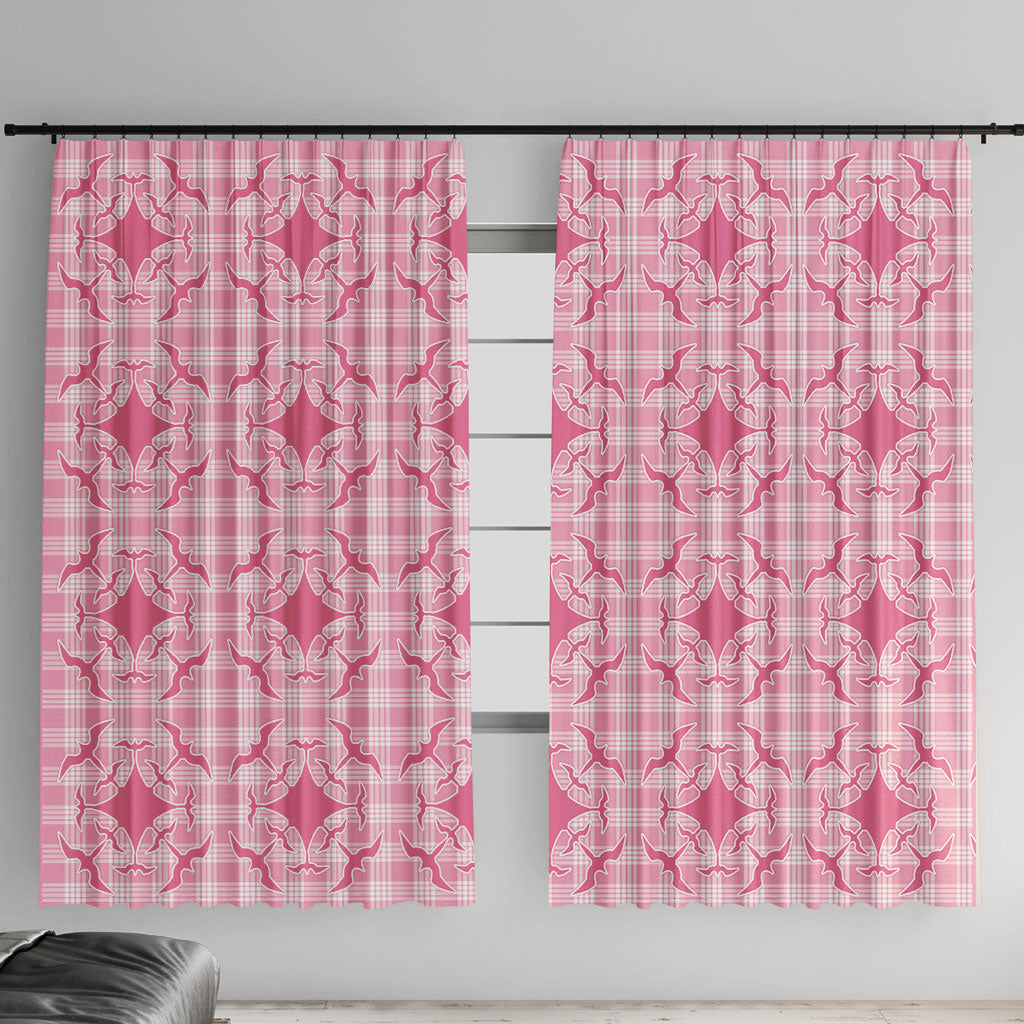 Alaka Hawaii Iwa Bird Palaka Motifs Window Curtain LT14 With Hooks Pink - Polynesian Pride