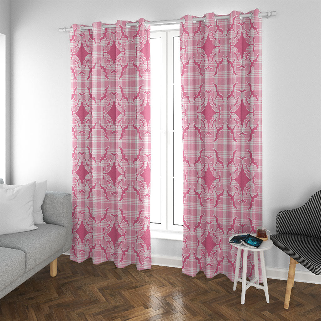 Alaka Hawaii Iwa Bird Palaka Motifs Window Curtain LT14 With Grommets Pink - Polynesian Pride
