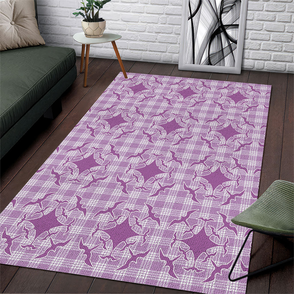Poni Hawaii Iwa Bird Palaka Motifs Area Rug LT14 Purple - Polynesian Pride