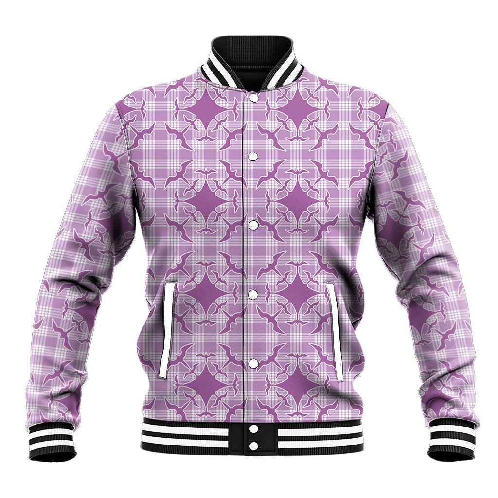 Poni Hawaii Iwa Bird Palaka Motifs Baseball Jacket LT14 Unisex Purple - Polynesian Pride
