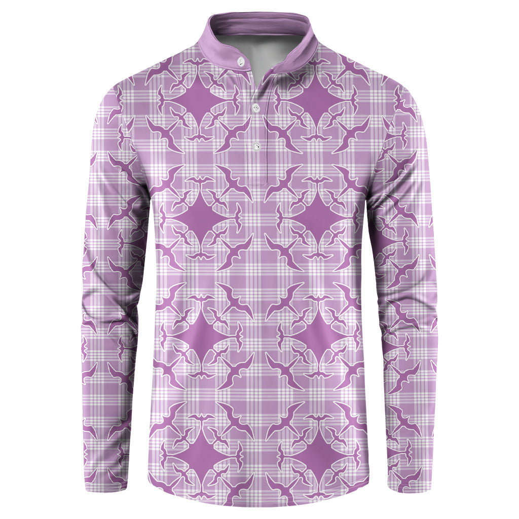 Poni Hawaii Iwa Bird Palaka Motifs Button Sweatshirt LT14 Purple - Polynesian Pride