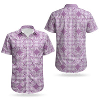 Poni Hawaii Iwa Bird Palaka Motifs Couples Matching Off The Shoulder Long Sleeve Dress and Hawaiian Shirt LT14 - Polynesian Pride