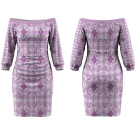 Poni Hawaii Iwa Bird Palaka Motifs Couples Matching Off The Shoulder Long Sleeve Dress and Hawaiian Shirt LT14 - Polynesian Pride