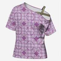 Poni Hawaii Iwa Bird Palaka Motifs Cross Shoulder Shirt LT14 Female Purple - Polynesian Pride