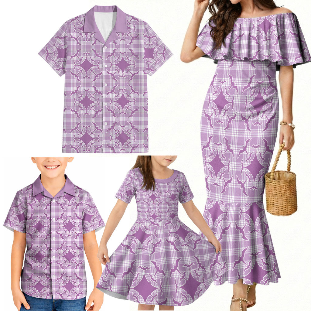 Poni Hawaii Iwa Bird Palaka Motifs Family Matching Mermaid Dress and Hawaiian Shirt LT14 - Polynesian Pride