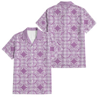 Poni Hawaii Iwa Bird Palaka Motifs Family Matching Off The Shoulder Long Sleeve Dress and Hawaiian Shirt LT14 Dad's Shirt - Short Sleeve Purple - Polynesian Pride