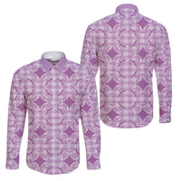 Poni Hawaii Iwa Bird Palaka Motifs Family Matching Off The Shoulder Long Sleeve Dress and Hawaiian Shirt LT14 Dad's Shirt - Long Sleeve Purple - Polynesian Pride