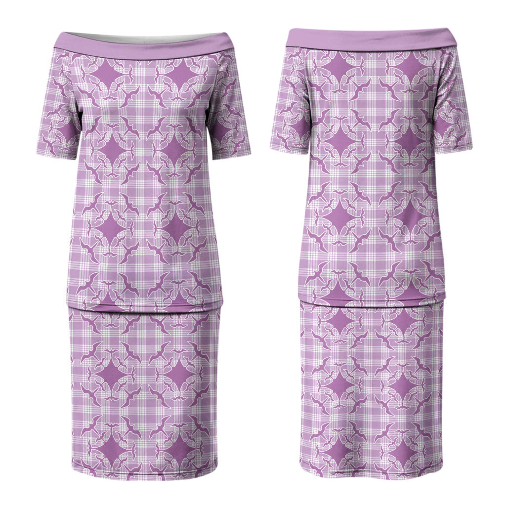 Poni Hawaii Iwa Bird Palaka Motifs Family Matching Puletasi and Hawaiian Shirt LT14 Mom's Dress Purple - Polynesian Pride