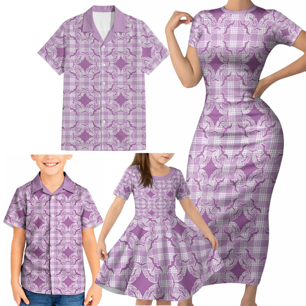 Poni Hawaii Iwa Bird Palaka Motifs Family Matching Short Sleeve Bodycon Dress and Hawaiian Shirt LT14 - Polynesian Pride