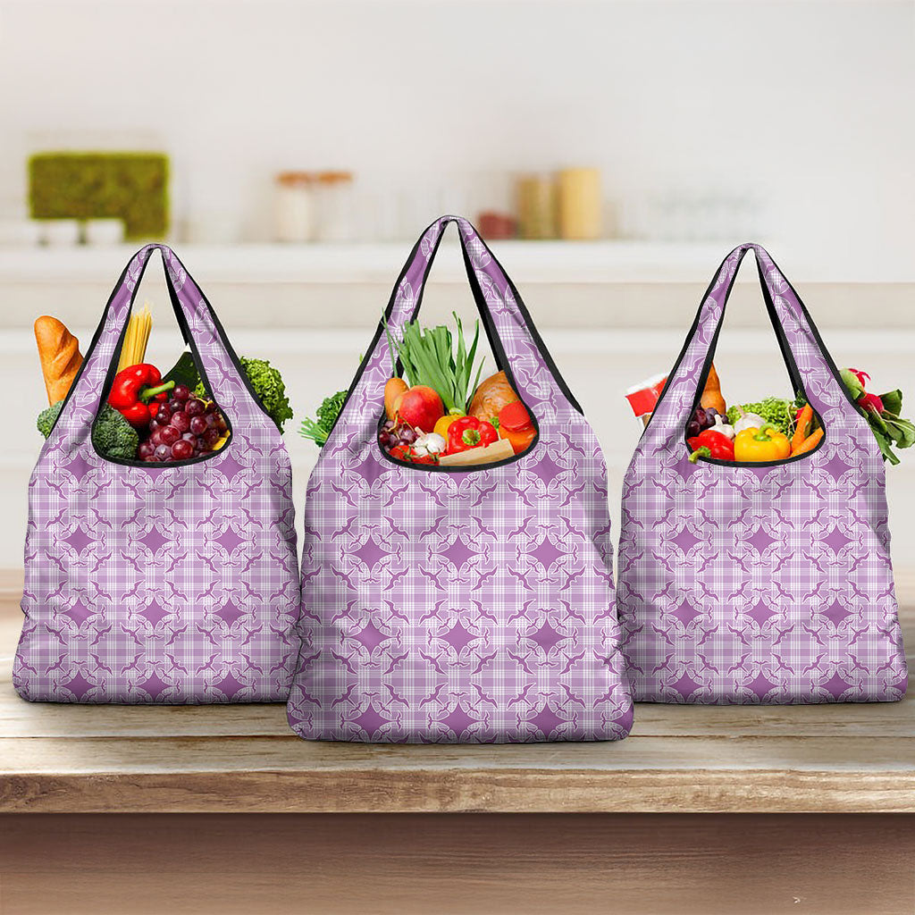 Poni Hawaii Iwa Bird Palaka Motifs Grocery Bag LT14 3-pack One Size Purple - Polynesian Pride