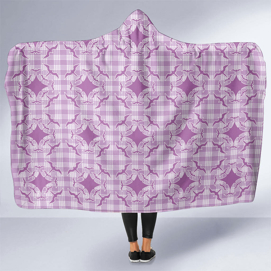 Poni Hawaii Iwa Bird Palaka Motifs Hooded Blanket LT14 One Size Purple - Polynesian Pride