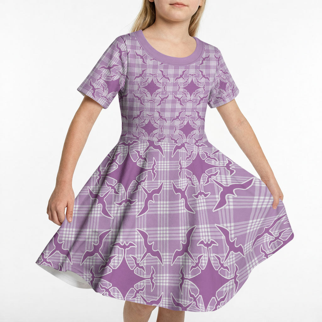 Poni Hawaii Iwa Bird Palaka Motifs Kid Short Sleeve Dress LT14 - Polynesian Pride