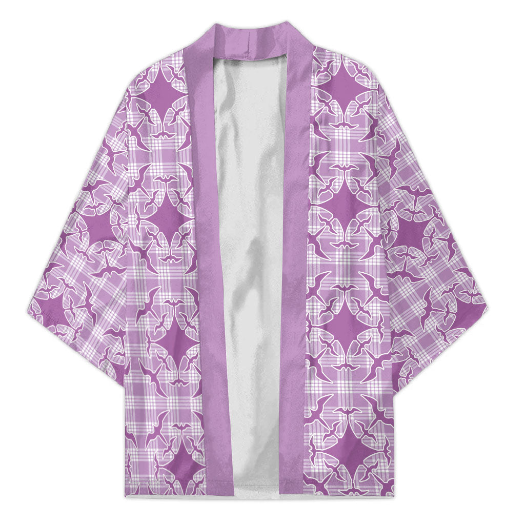 Poni Hawaii Iwa Bird Palaka Motifs Kimono LT14 Unisex Purple - Polynesian Pride