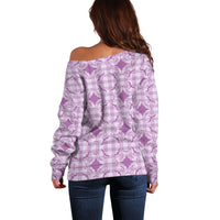 Poni Hawaii Iwa Bird Palaka Motifs Off Shoulder Sweater LT14 - Polynesian Pride