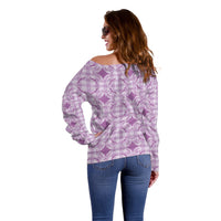 Poni Hawaii Iwa Bird Palaka Motifs Off Shoulder Sweater LT14 - Polynesian Pride
