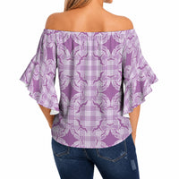 Poni Hawaii Iwa Bird Palaka Motifs Off Shoulder Wrap Waist Top LT14 - Polynesian Pride