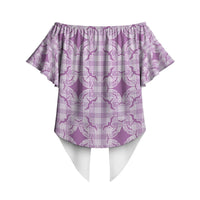 Poni Hawaii Iwa Bird Palaka Motifs Off Shoulder Wrap Waist Top LT14 - Polynesian Pride