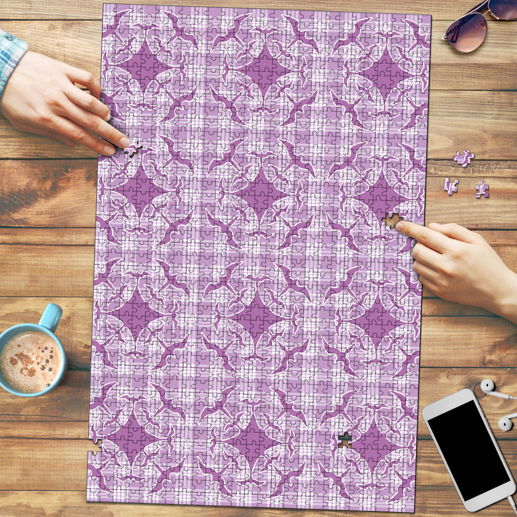 Poni Hawaii Iwa Bird Palaka Motifs Puzzle LT14 Purple - Polynesian Pride