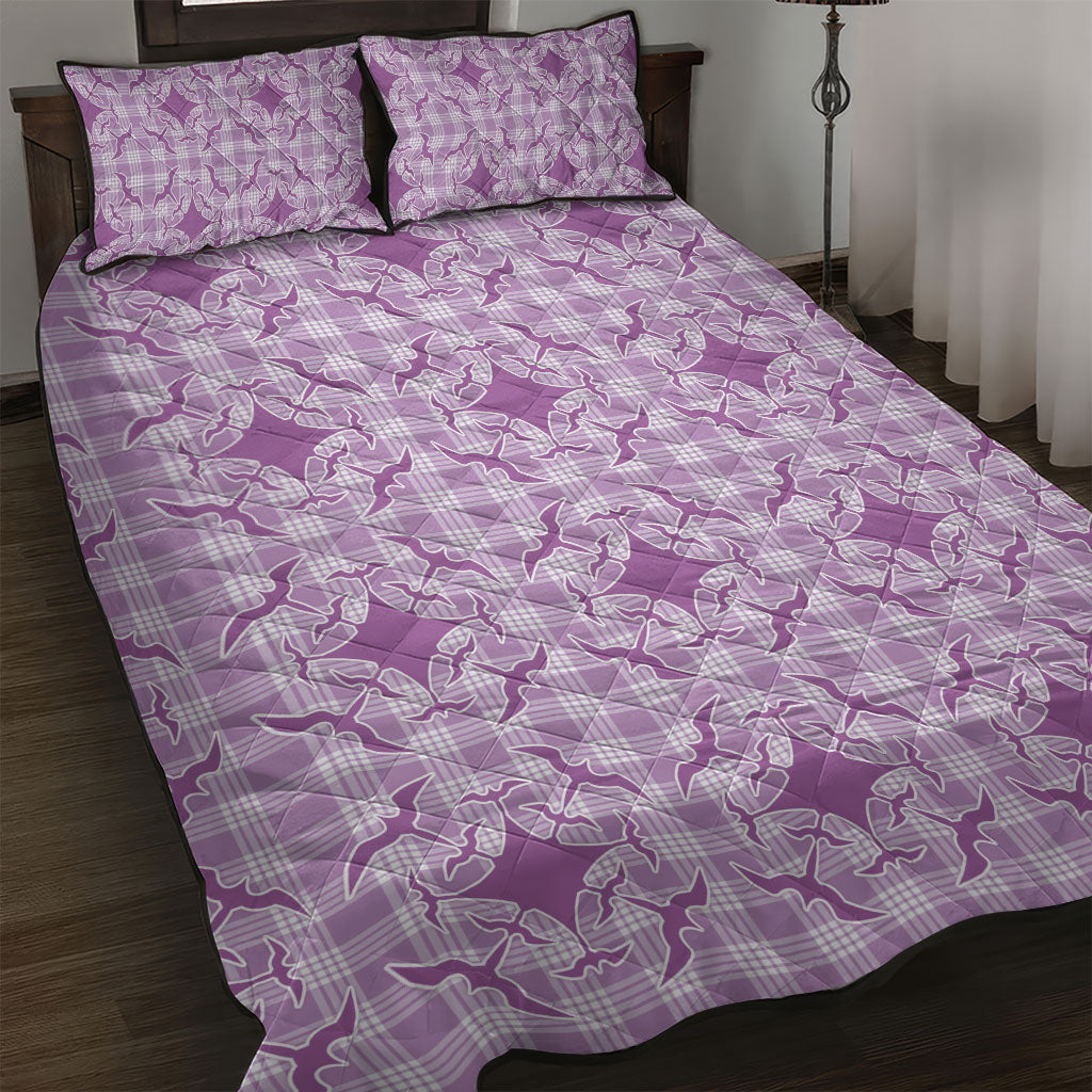 Poni Hawaii Iwa Bird Palaka Motifs Quilt Bed Set LT14 Purple - Polynesian Pride