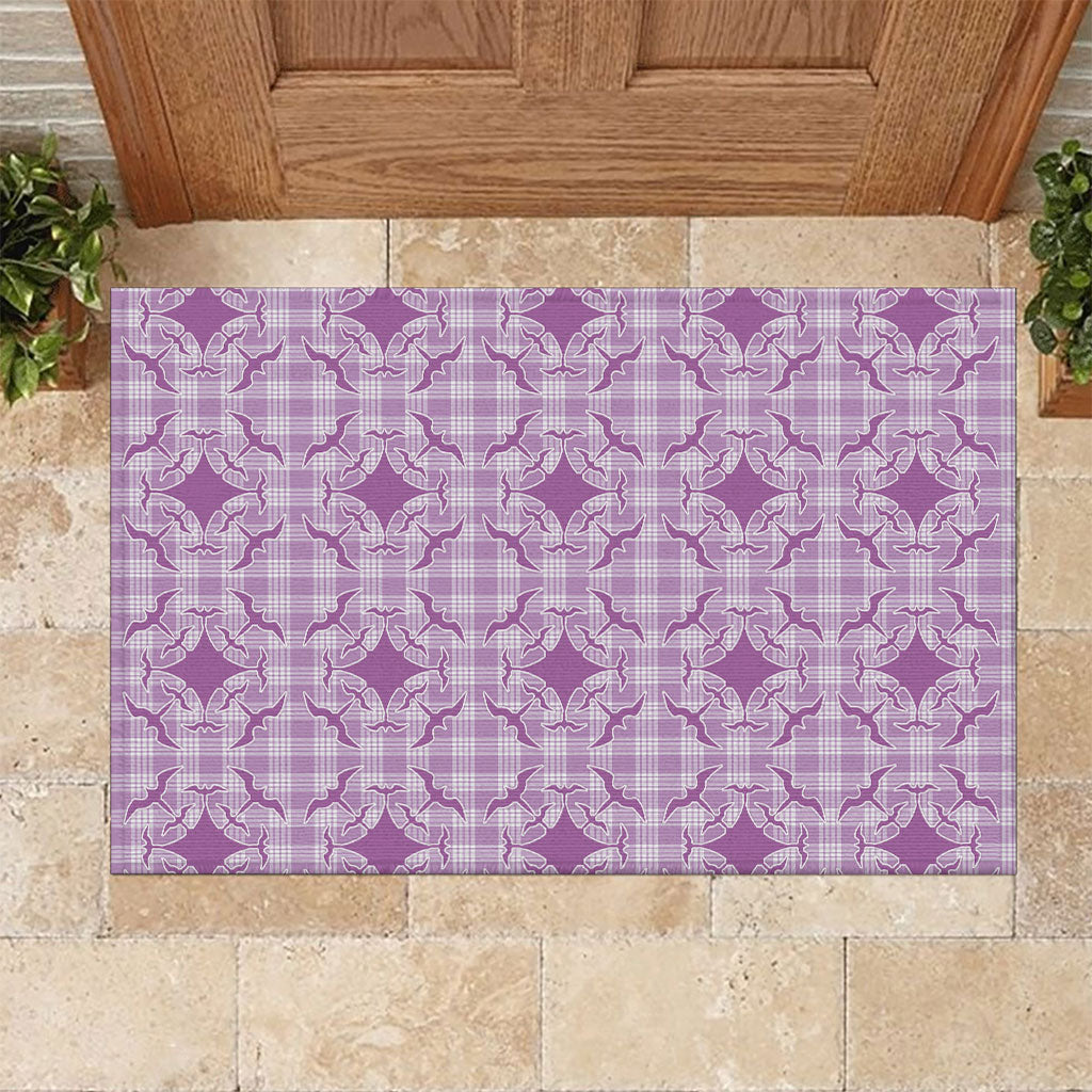 Poni Hawaii Iwa Bird Palaka Motifs Rubber Doormat LT14 Purple - Polynesian Pride