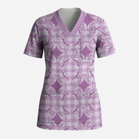 Poni Hawaii Iwa Bird Palaka Motifs Scrub Top LT14 Adult Purple - Polynesian Pride