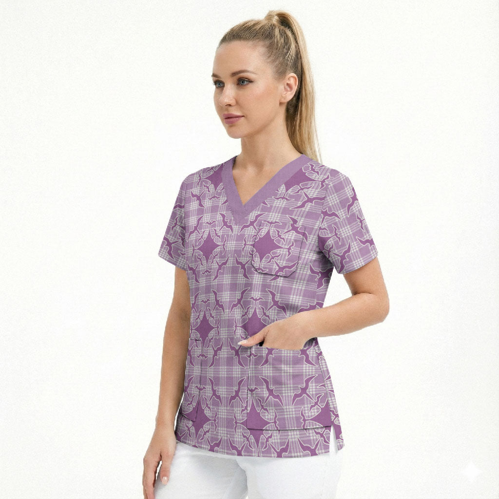 Poni Hawaii Iwa Bird Palaka Motifs Scrub Top LT14 - Polynesian Pride