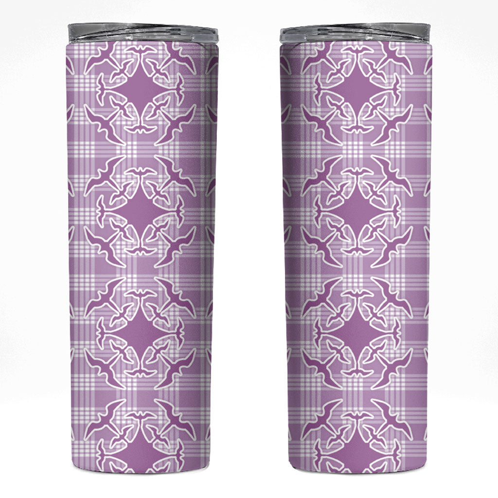 Poni Hawaii Iwa Bird Palaka Motifs Skinny Tumbler LT14 Purple - Polynesian Pride