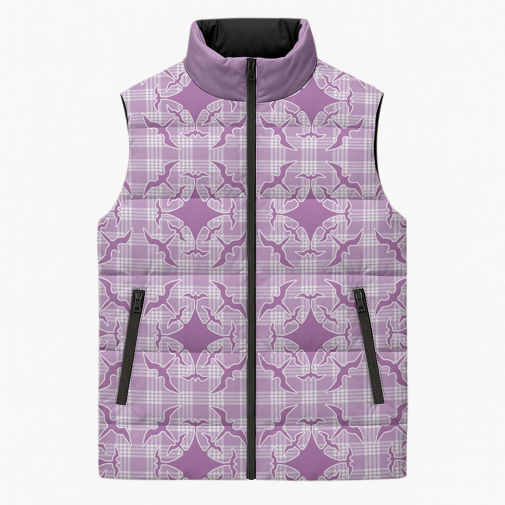 Poni Hawaii Iwa Bird Palaka Motifs Sleeveless Puffer Jacket LT14 Unisex Purple - Polynesian Pride