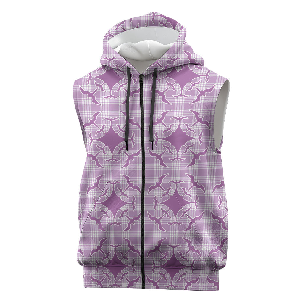 Poni Hawaii Iwa Bird Palaka Motifs Sleeveless Zip Hoodie LT14 Purple - Polynesian Pride