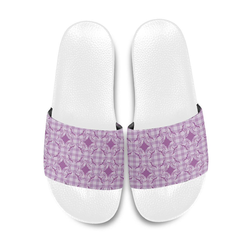 Poni Hawaii Iwa Bird Palaka Motifs Slide Sandals LT14 Purple - Polynesian Pride
