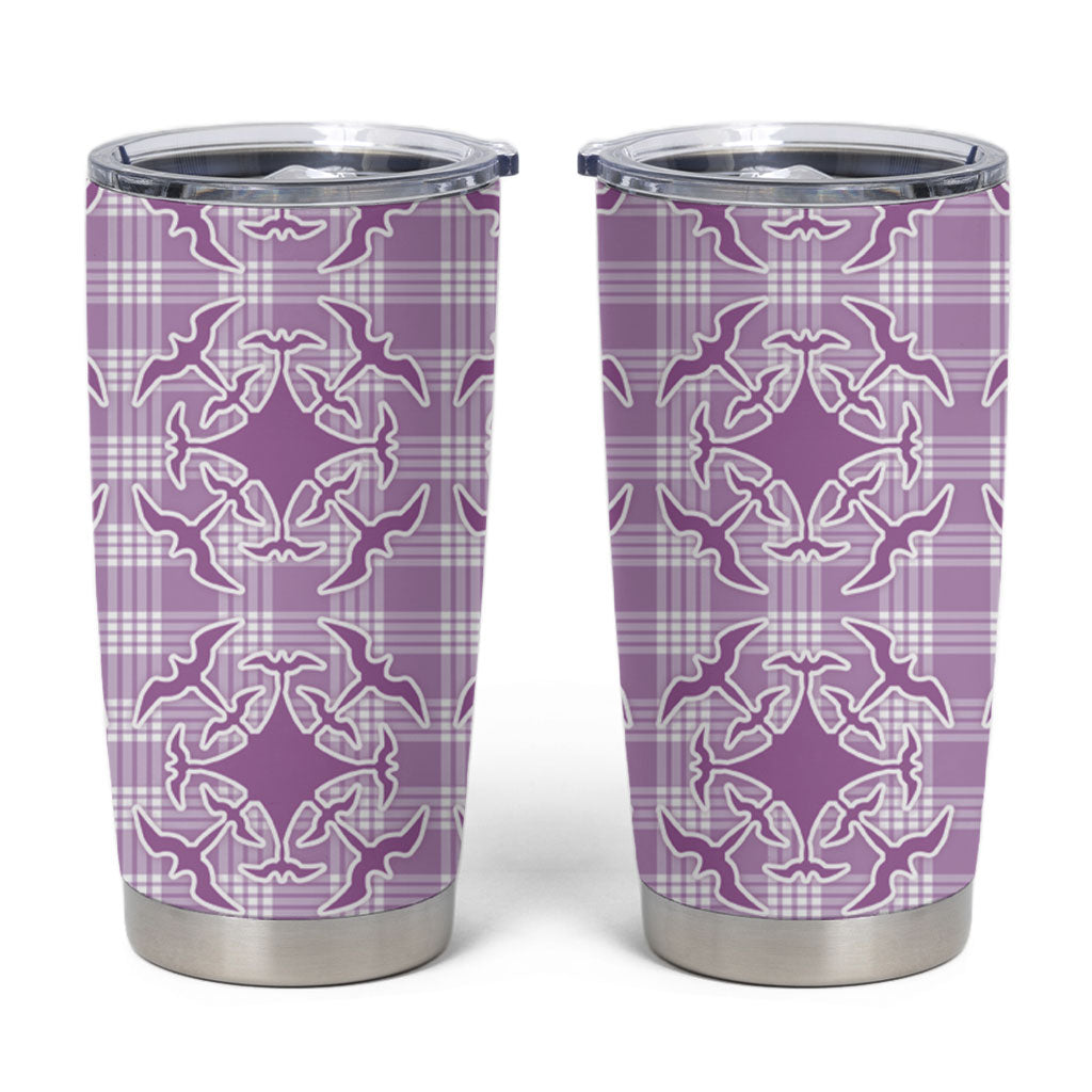 Poni Hawaii Iwa Bird Palaka Motifs Tumbler Cup LT14 Purple - Polynesian Pride