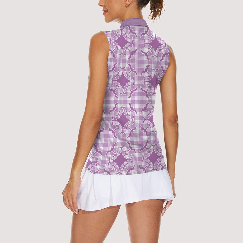 Poni Hawaii Iwa Bird Palaka Motifs Women Sleeveless Polo Shirt LT14 - Polynesian Pride