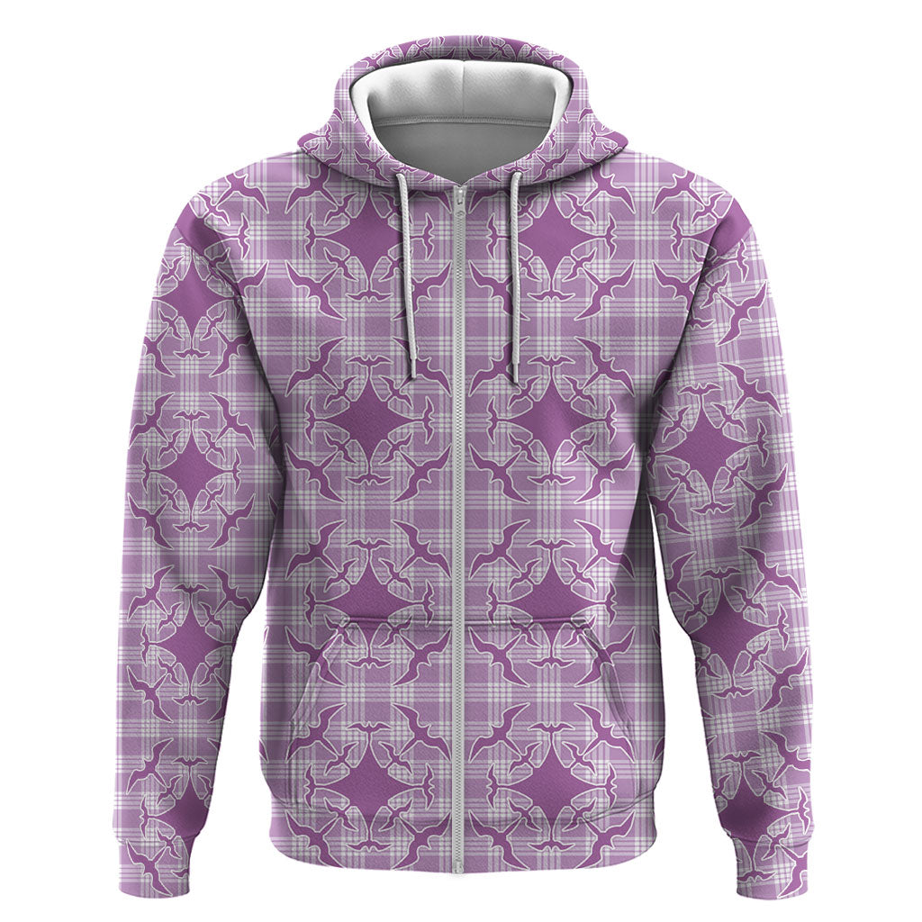Poni Hawaii Iwa Bird Palaka Motifs Zip Hoodie LT14 Zip Hoodie Purple - Polynesian Pride