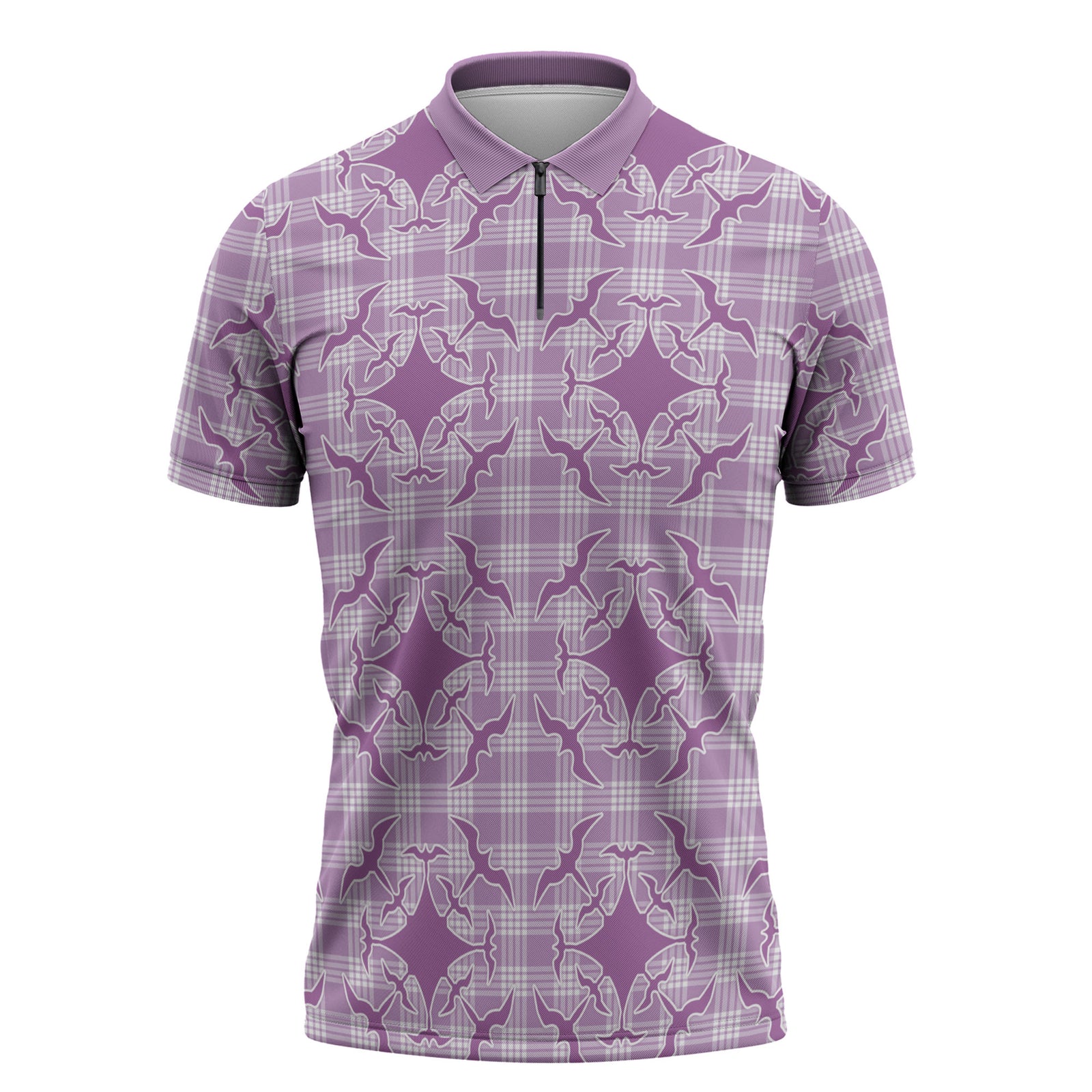 Poni Hawaii Iwa Bird Palaka Motifs Zipper Polo Shirt