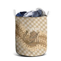 Makue Hawaii Cowboy Palaka Motifs Personalised Laundry Basket Paniolo Festival Puakenikeni Lei LT14 - Polynesian Pride
