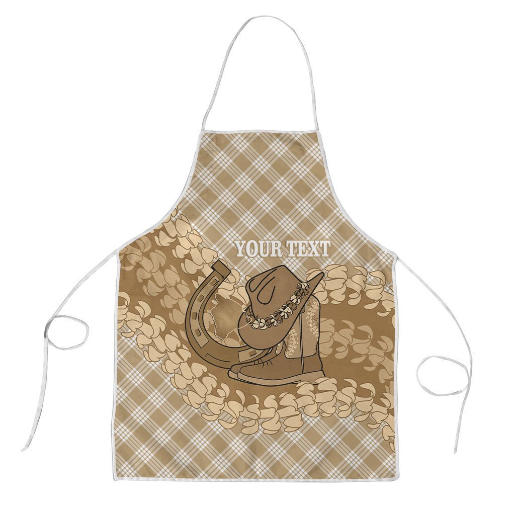 Makue Hawaii Cowboy Palaka Motifs Personalised Apron Paniolo Festival Puakenikeni Lei
