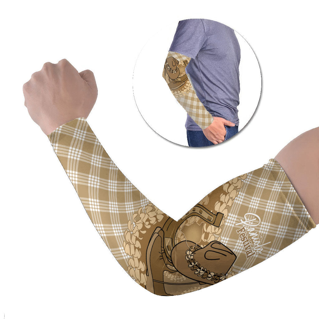 Makue Hawaii Cowboy Palaka Motifs Personalised Arm Sleeves Paniolo Festival Puakenikeni Lei