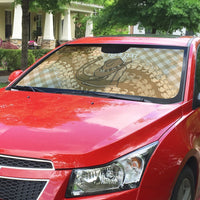 Makue Hawaii Cowboy Palaka Motifs Personalised Auto Sun Shade Paniolo Festival Puakenikeni Lei LT14 - Polynesian Pride