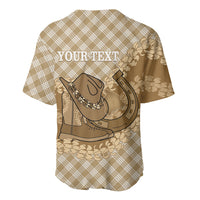Makue Hawaii Cowboy Palaka Motifs Personalised Baseball Jersey Paniolo Festival Puakenikeni Lei LT14 - Polynesian Pride
