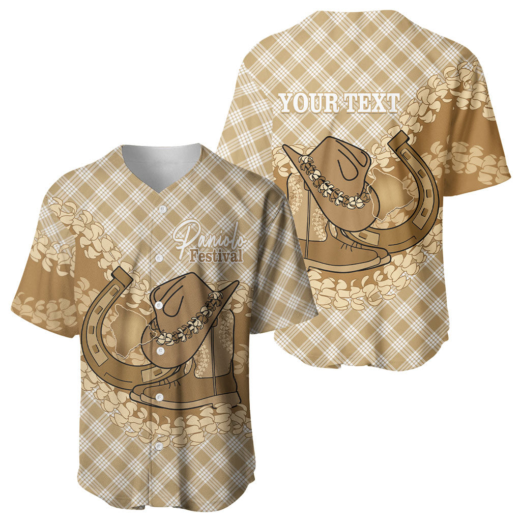 Makue Hawaii Cowboy Palaka Motifs Personalised Baseball Jersey Paniolo Festival Puakenikeni Lei LT14 - Polynesian Pride