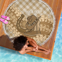 Makue Hawaii Cowboy Palaka Motifs Personalised Beach Blanket Paniolo Festival Puakenikeni Lei LT14 - Polynesian Pride