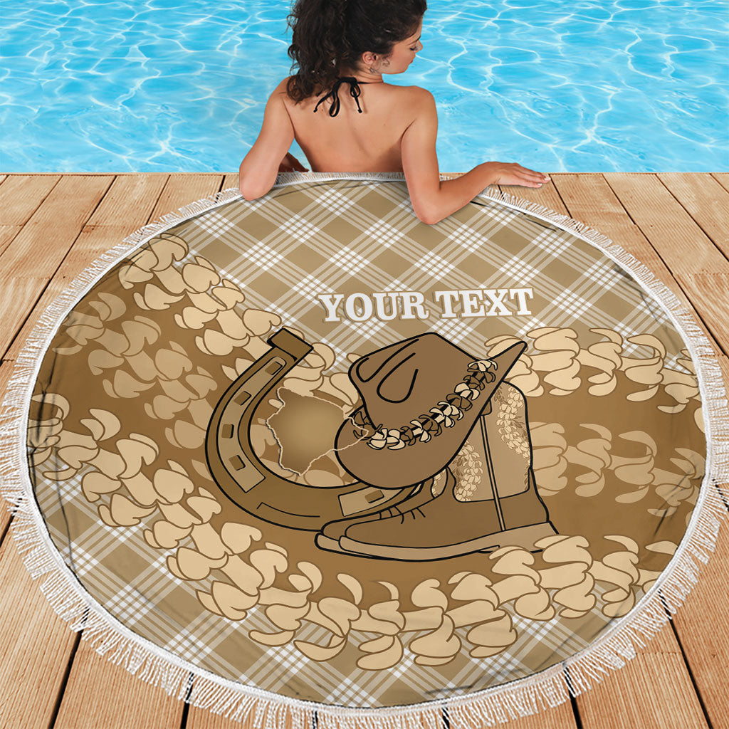 Makue Hawaii Cowboy Palaka Motifs Personalised Beach Blanket Paniolo Festival Puakenikeni Lei LT14 - Polynesian Pride