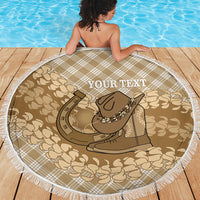 Makue Hawaii Cowboy Palaka Motifs Personalised Beach Blanket Paniolo Festival Puakenikeni Lei LT14 - Polynesian Pride