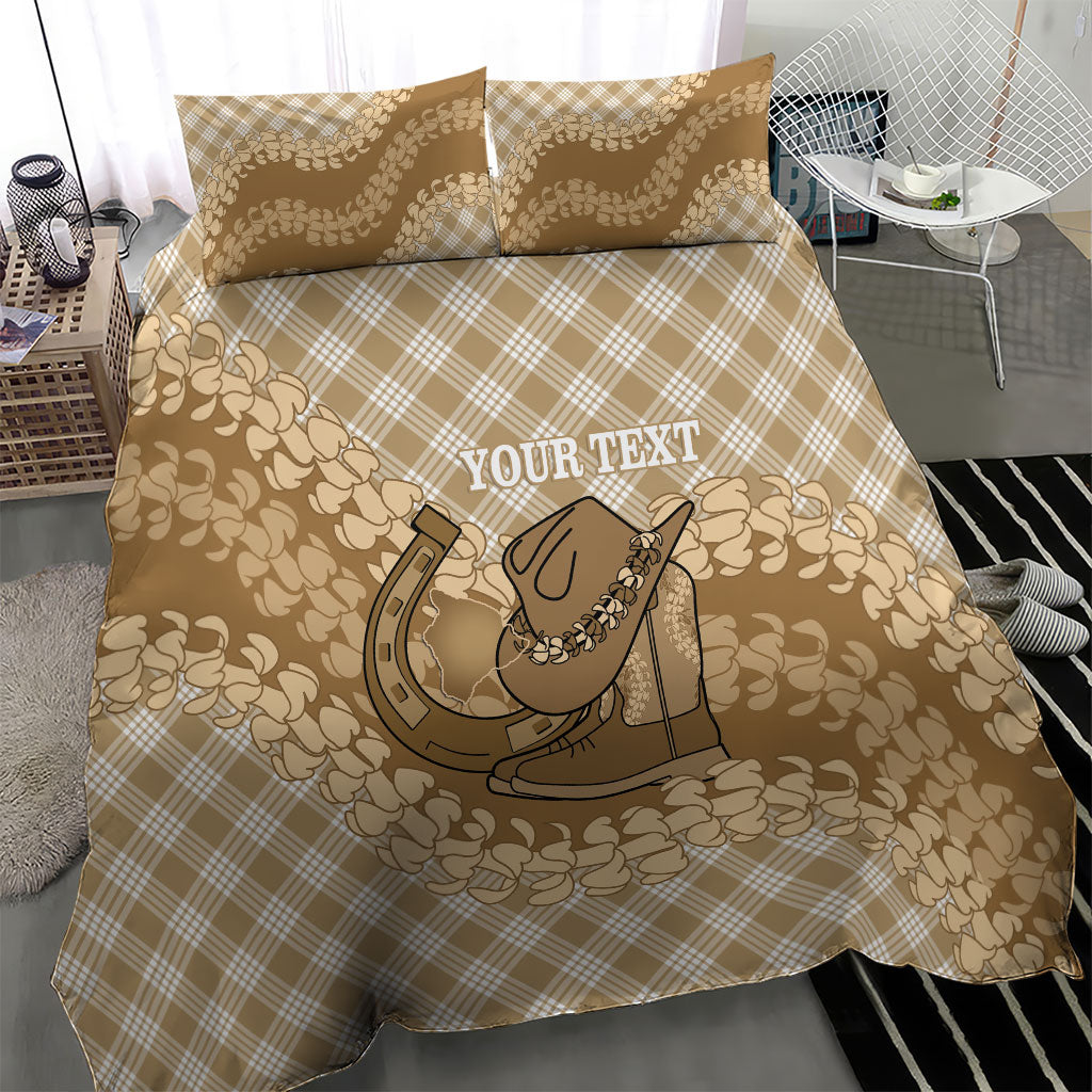 Makue Hawaii Cowboy Palaka Motifs Personalised Bedding Set Paniolo Festival Puakenikeni Lei LT14 - Polynesian Pride