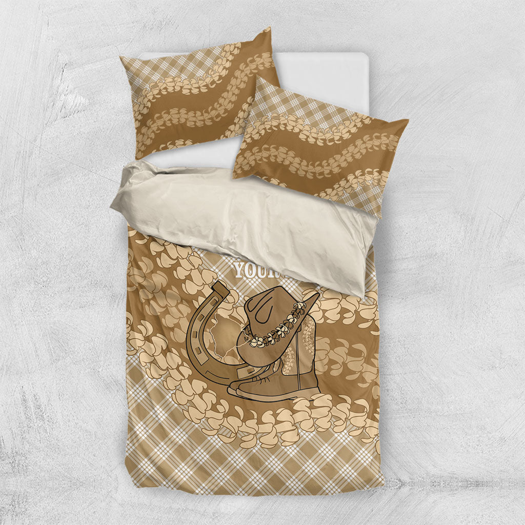 Makue Hawaii Cowboy Palaka Motifs Personalised Bedding Set Paniolo Festival Puakenikeni Lei LT14 US Twin 172cm x 218cm Brown - Polynesian Pride