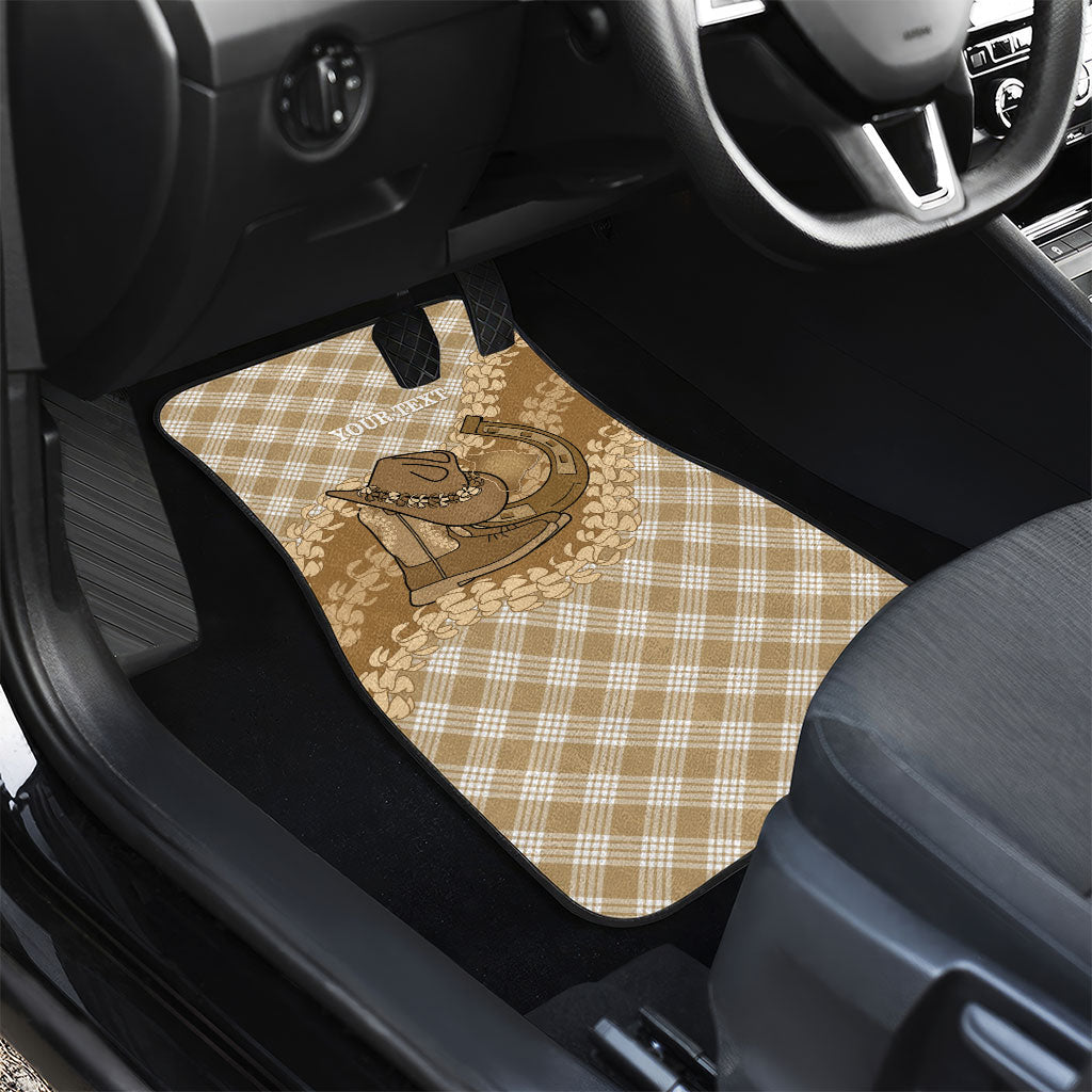 Makue Hawaii Cowboy Palaka Motifs Personalised Car Mats Paniolo Festival Puakenikeni Lei LT14 - Polynesian Pride