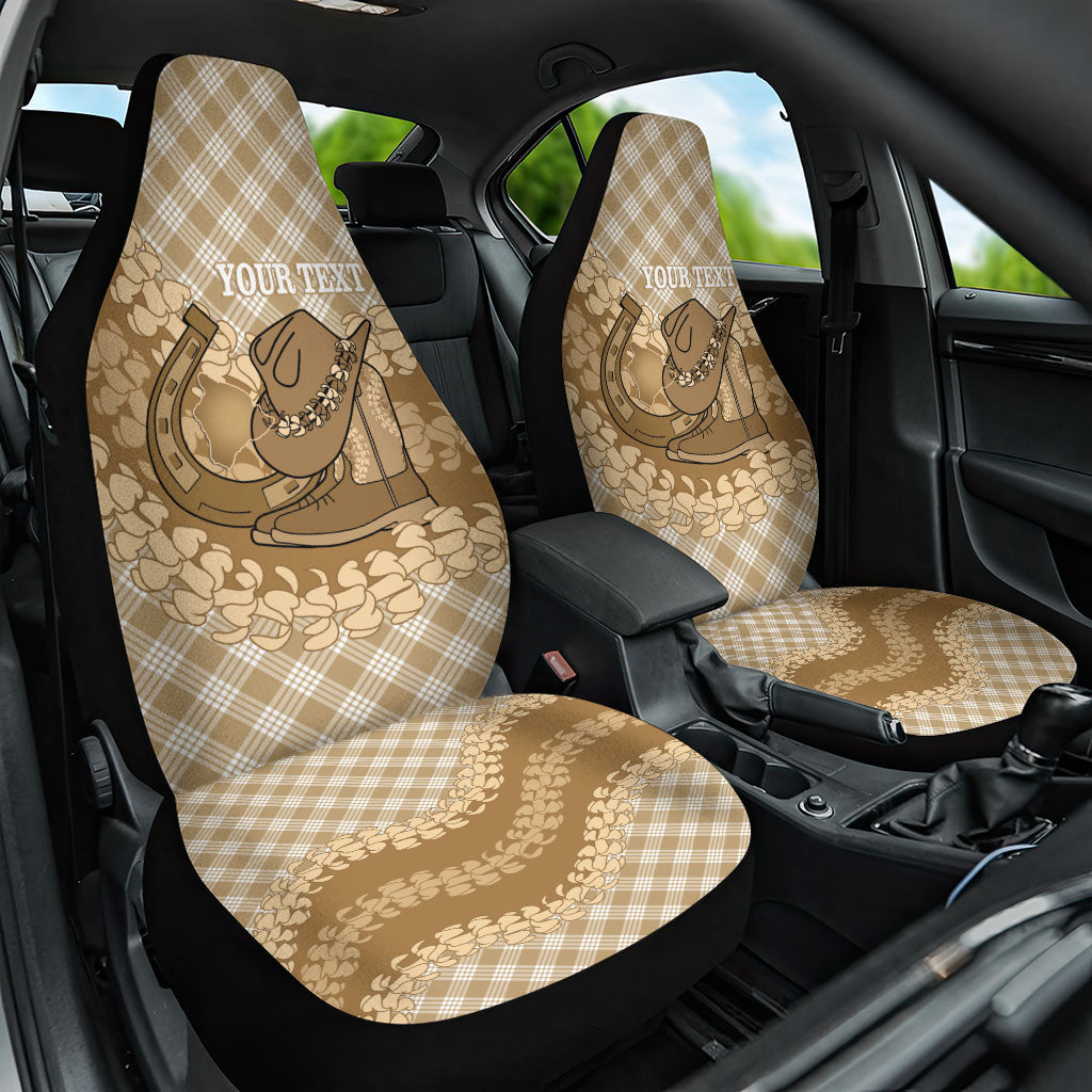 Makue Hawaii Cowboy Palaka Motifs Personalised Car Seat Cover Paniolo Festival Puakenikeni Lei LT14 One Size Brown - Polynesian Pride
