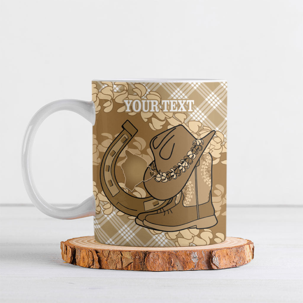 Makue Hawaii Cowboy Palaka Motifs Personalised Ceramic Mug Paniolo Festival Puakenikeni Lei