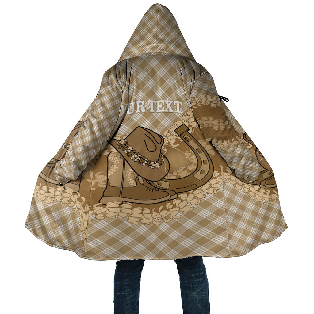 Makue Hawaii Cowboy Palaka Motifs Personalised Cloak Paniolo Festival Puakenikeni Lei LT14 Unisex Brown - Polynesian Pride